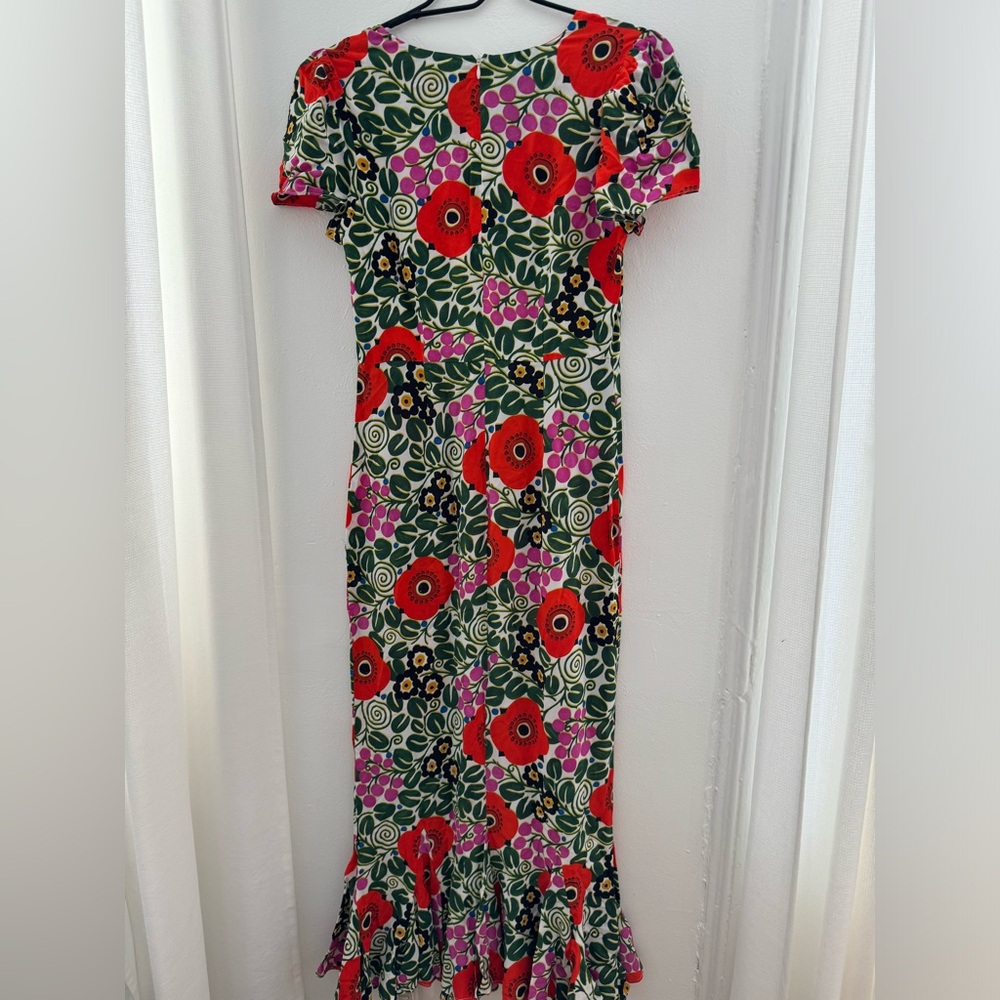 RHODE Multicolor Floral Maxi Dress with Red Poppy Print